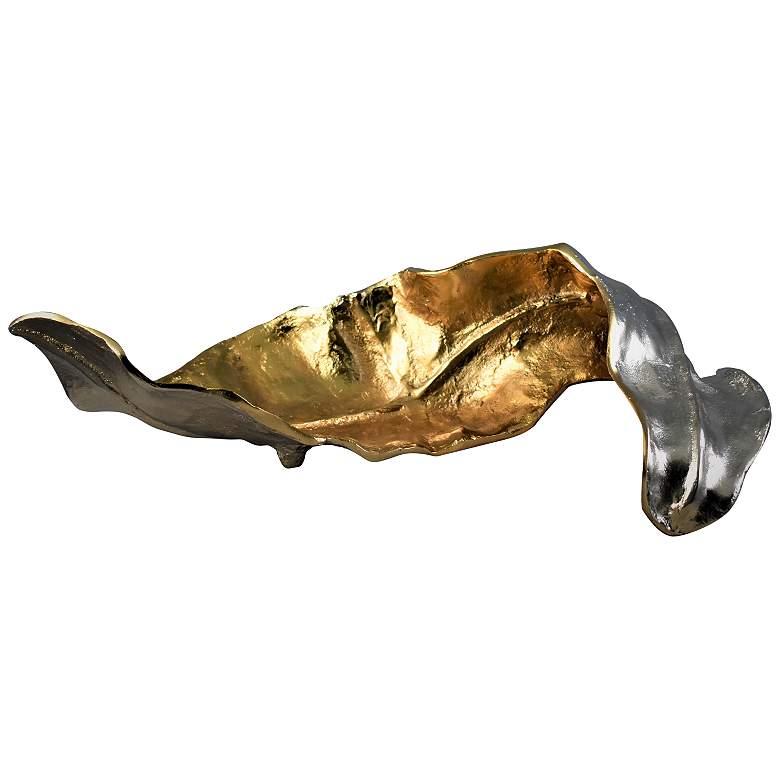 Image 1 Willow Larger Leaf II Gold and Silver 20 inchW Metal Sculpture