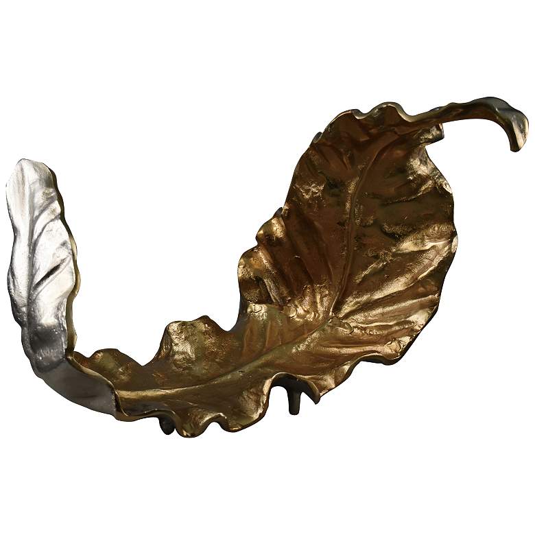 Image 1 Willow Medium Leaf I Gold Silver 18 1/2 inchW Metal Sculpture