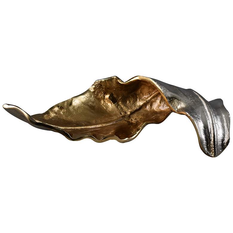 Image 1 Willow Medium Leaf II Gold Silver 15 1/4"W Metal Sculpture