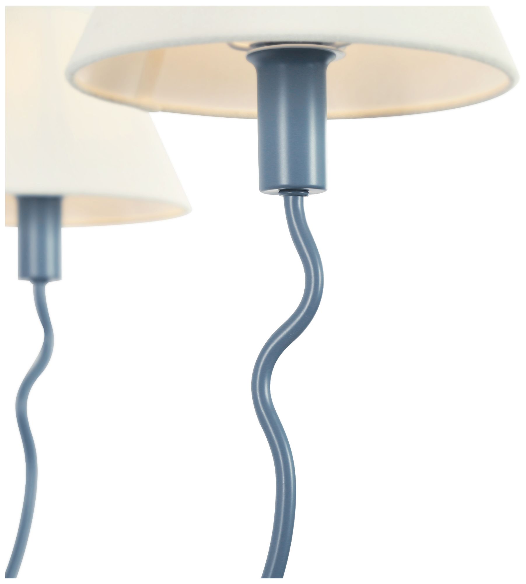 Image 3 Willow Modern Blue 39.3" 5-Light Candle Chandelier White Linen Cone Shades more views