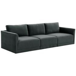Willow Modular 104 3/4&quot; Wide Charcoal Velvet Fabric Sofa