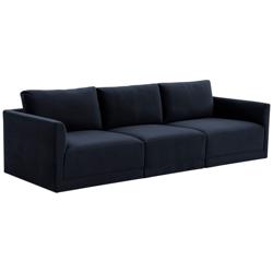 Willow Modular 104 3/4&quot; Wide Navy Velvet Fabric Sofa