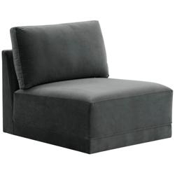 Willow Modular Charcoal Velvet Fabric Armless Chair