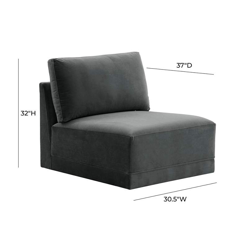 Image 4 Willow Modular Charcoal Velvet Fabric Armless Chair more views