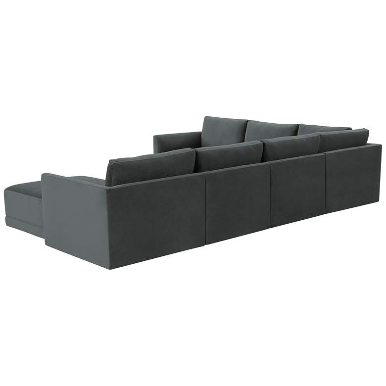 Image 5 Willow Modular Charcoal Velvet Fabric Chaise Sectional more views