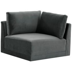 Willow Modular Charcoal Velvet Fabric Corner Chair