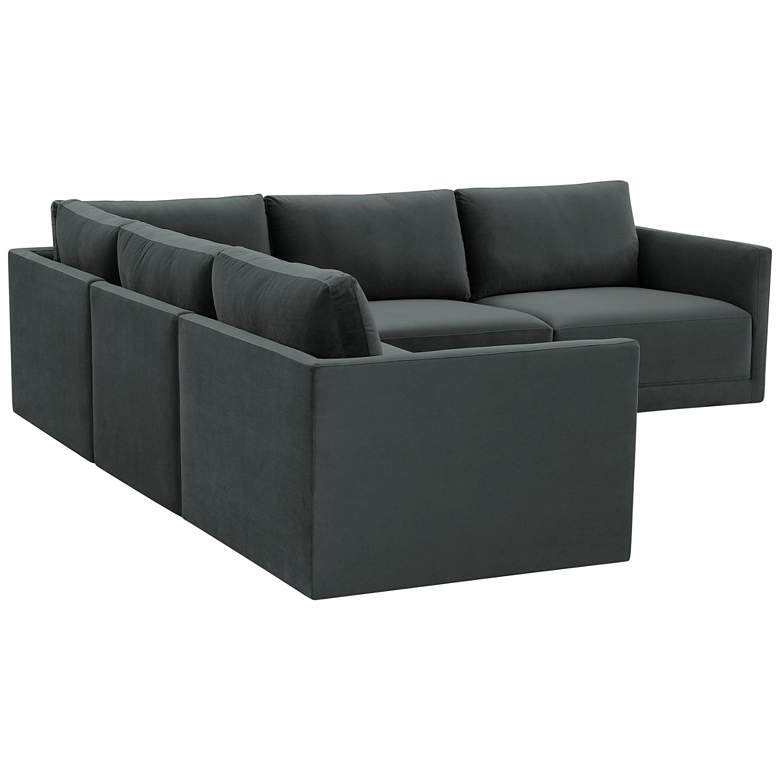 Image 2 Willow Modular Charcoal Velvet Fabric L-Sectional