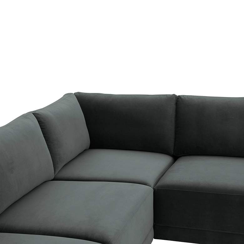 Image 3 Willow Modular Charcoal Velvet Fabric L-Sectional more views
