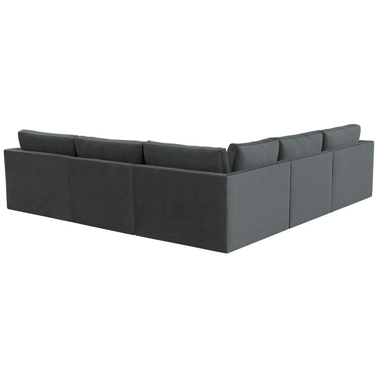 Image 5 Willow Modular Charcoal Velvet Fabric L-Sectional more views