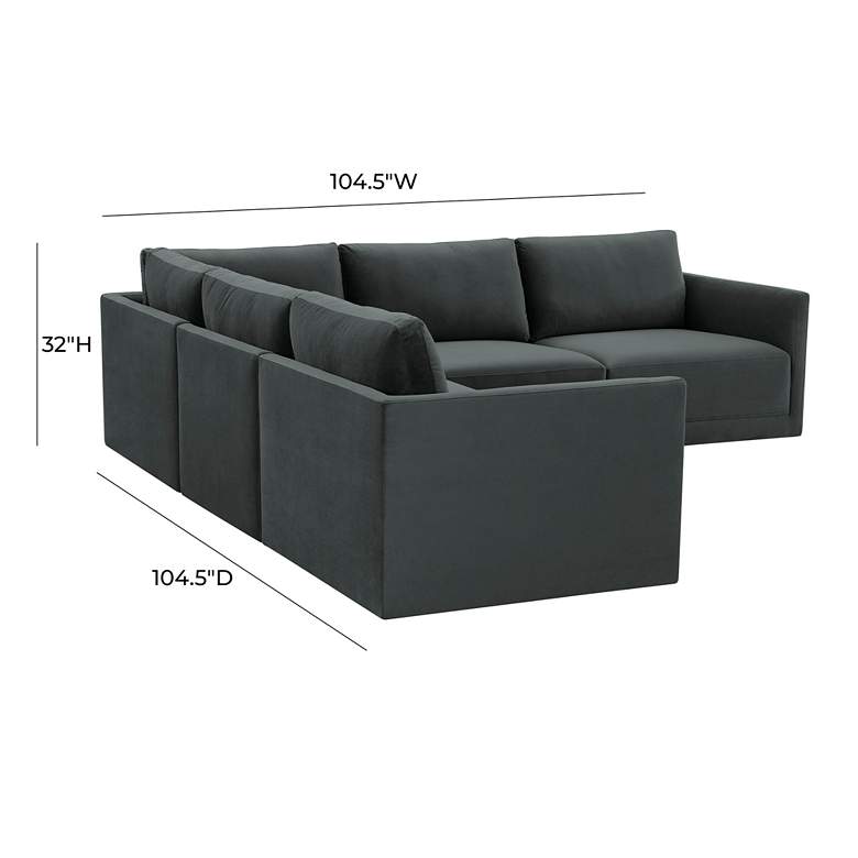 Image 6 Willow Modular Charcoal Velvet Fabric L-Sectional more views