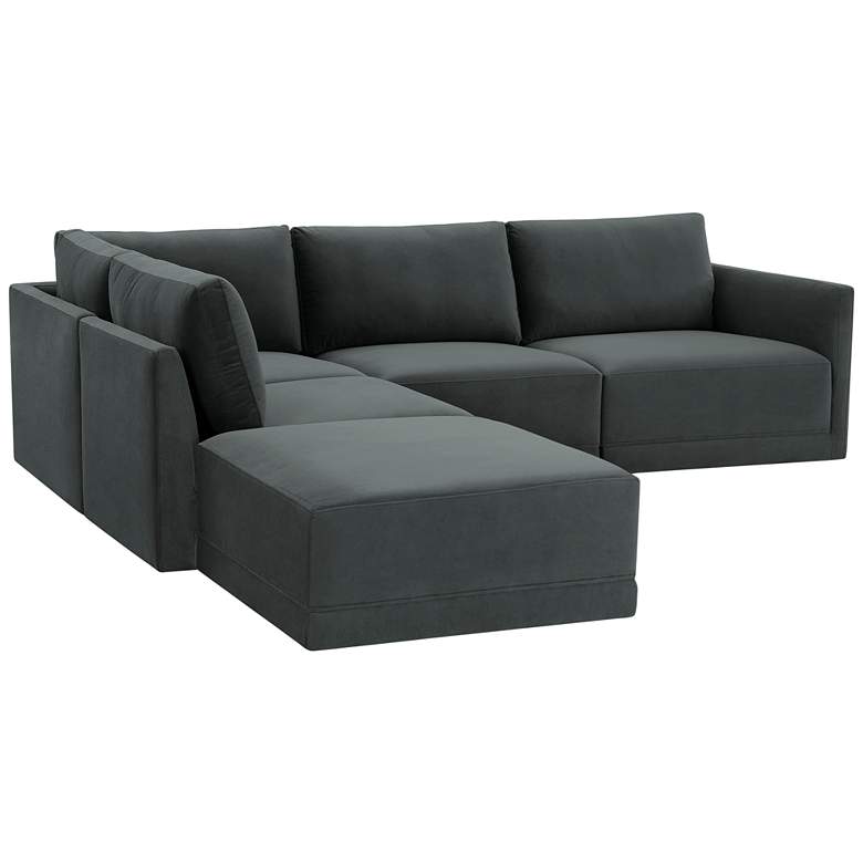 Image 2 Willow Modular Charcoal Velvet Fabric LAF Sectional