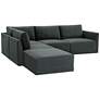 Willow Modular Charcoal Velvet Fabric LAF Sectional in scene