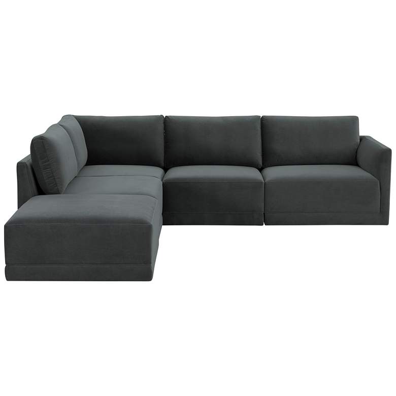 Image 4 Willow Modular Charcoal Velvet Fabric LAF Sectional more views