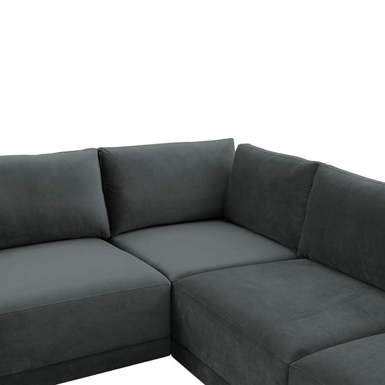 Image 3 Willow Modular Charcoal Velvet Fabric Large U-sectional more views