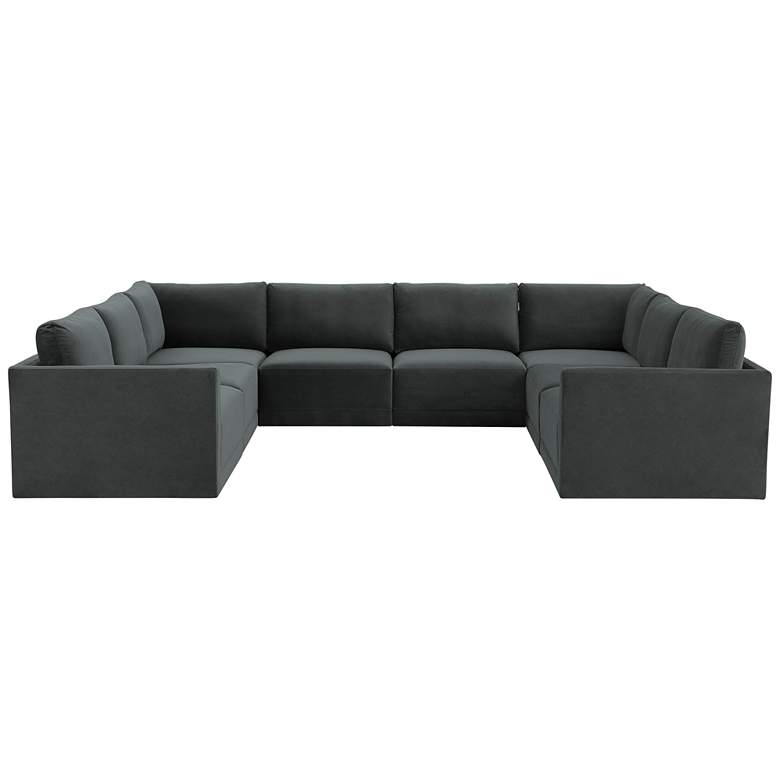 Image 4 Willow Modular Charcoal Velvet Fabric Large U-sectional more views