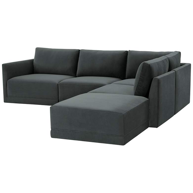 Image 2 Willow Modular Charcoal Velvet Fabric RAF Sectional