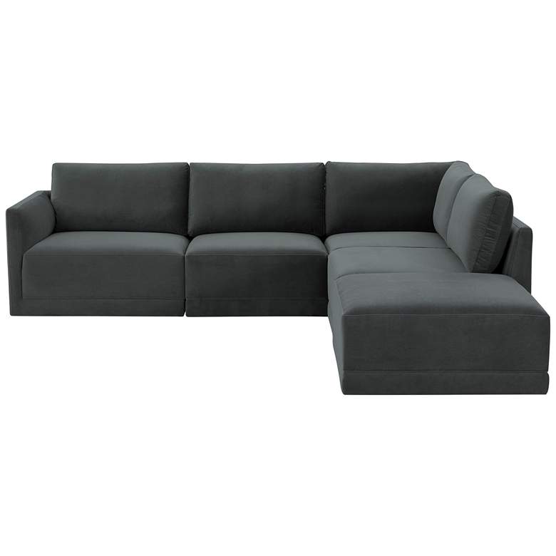 Image 4 Willow Modular Charcoal Velvet Fabric RAF Sectional more views