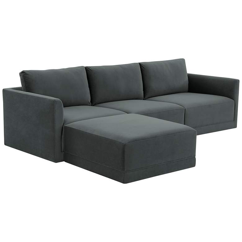 Image 2 Willow Modular Charcoal Velvet Fabric Sectional