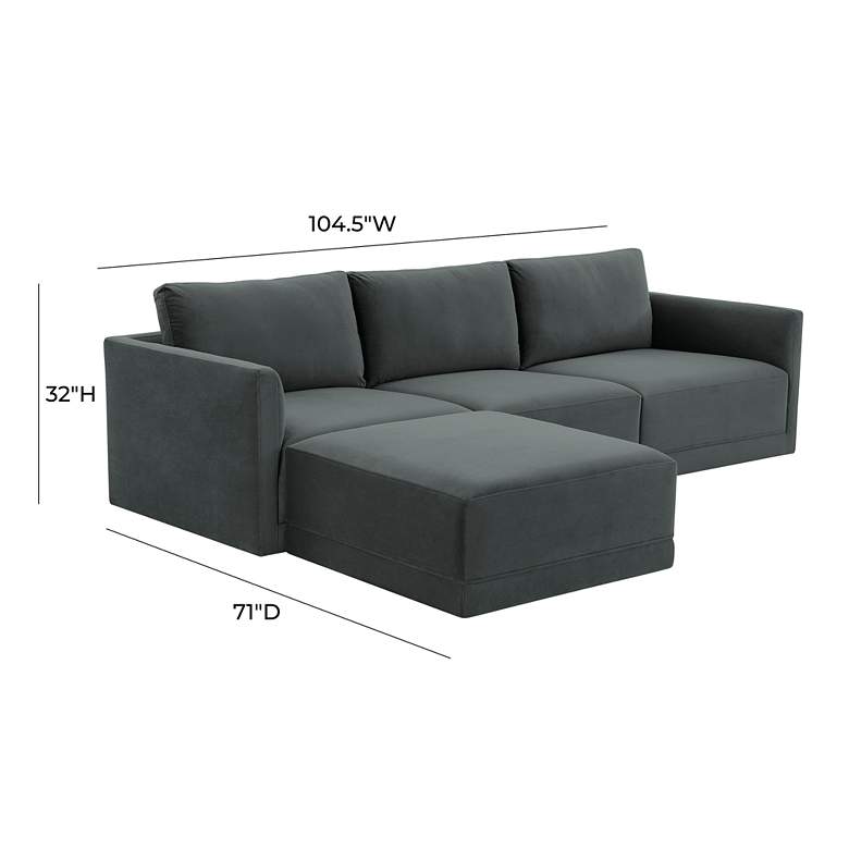 Image 6 Willow Modular Charcoal Velvet Fabric Sectional more views