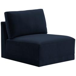 Willow Modular Navy Velvet Fabric Armless Chair
