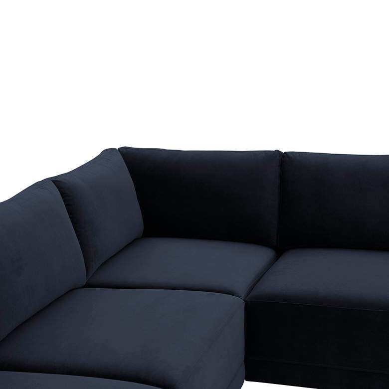 Image 3 Willow Modular Navy Velvet Fabric L-Sectional more views