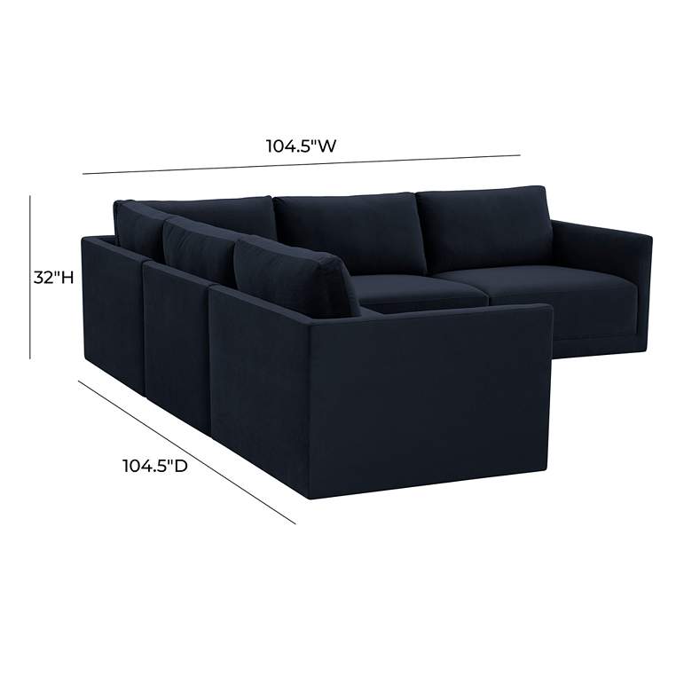Image 6 Willow Modular Navy Velvet Fabric L-Sectional more views