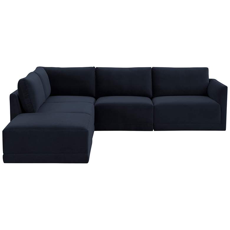 Image 4 Willow Modular Navy Velvet Fabric LAF Sectional more views