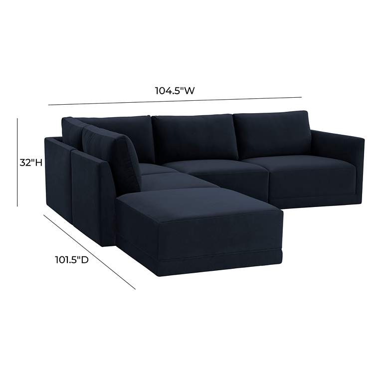 Image 6 Willow Modular Navy Velvet Fabric LAF Sectional more views
