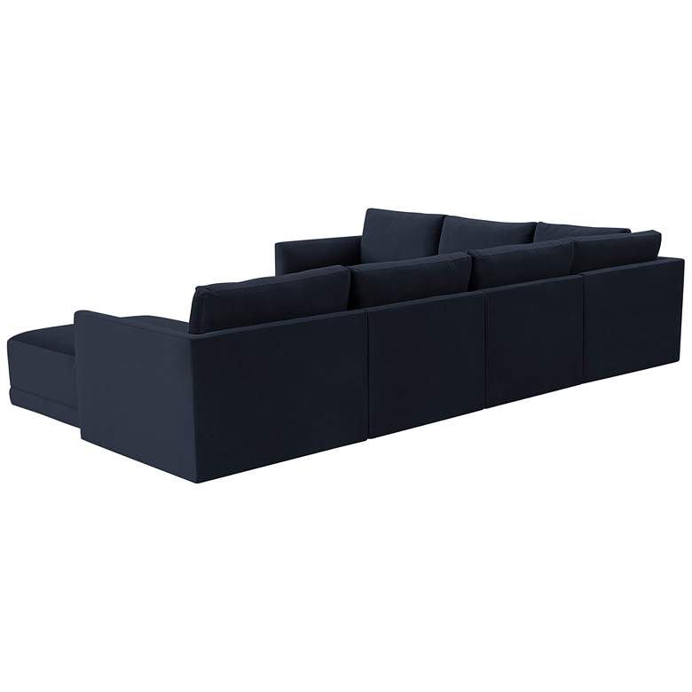Image 5 Willow Modular Navy Velvet Fabric Large Chaise Sectional more views