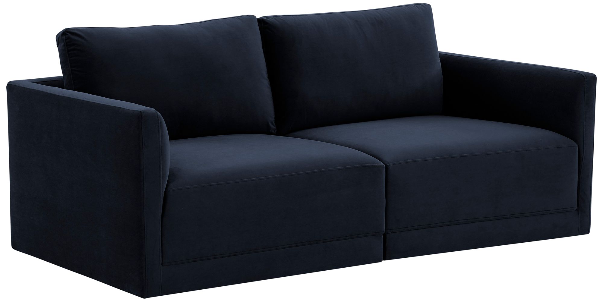 Willow Modular Navy Velvet Fabric Loveseat 323X2 Lamps Plus