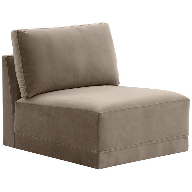 Image 1 Willow Modular Taupe Velvet Fabric Armless Chair