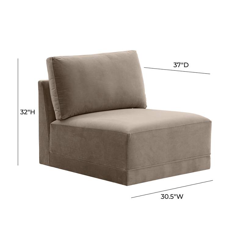 Image 4 Willow Modular Taupe Velvet Fabric Armless Chair more views