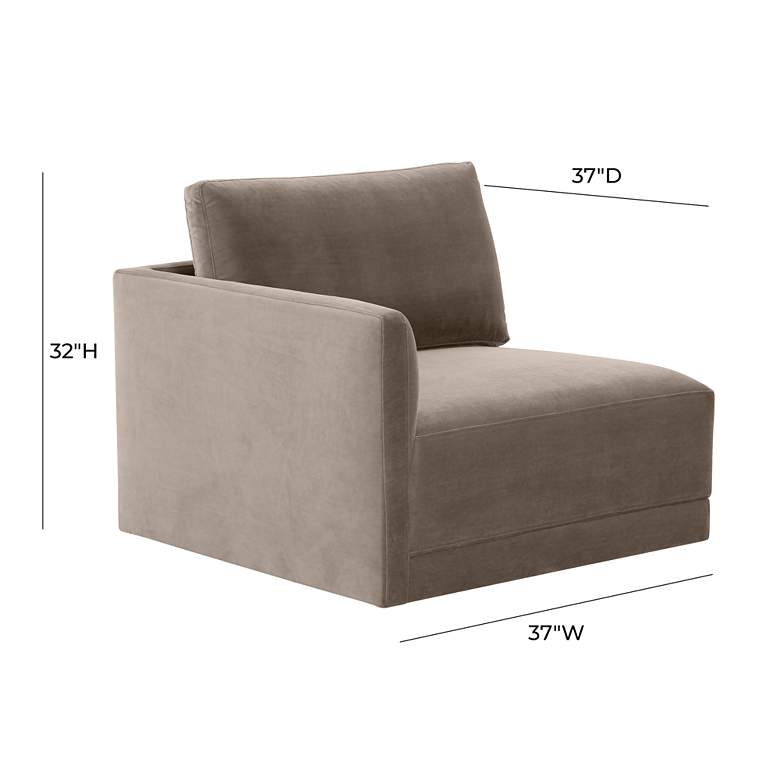 Image 5 Willow Modular Taupe Velvet Fabric LAF Corner Chair more views