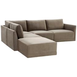 Willow Modular Taupe Velvet Fabric LAF Sectional