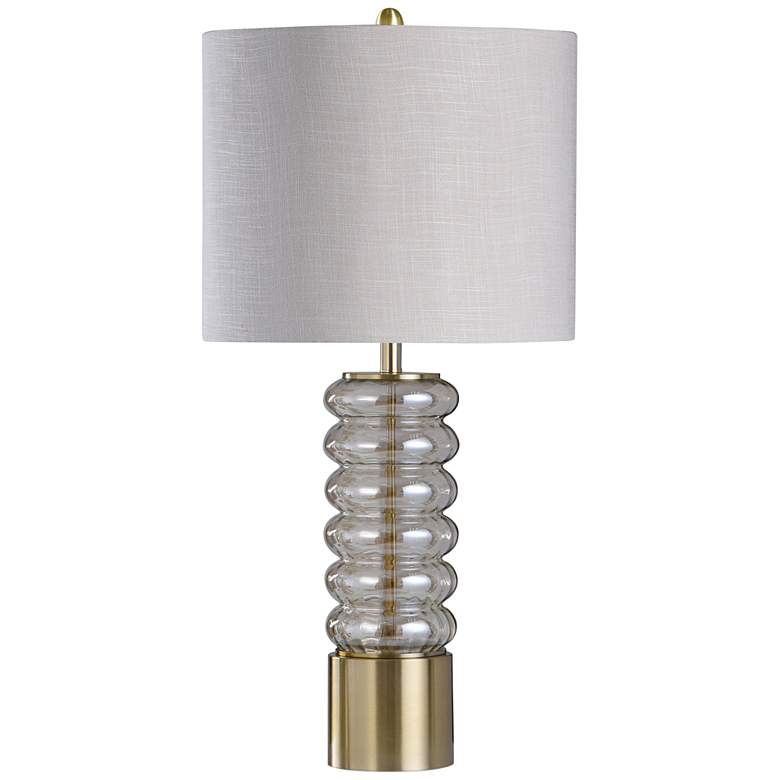 Image 1 Willow Round Clear Glass Table Lamp with Satin Brass Base