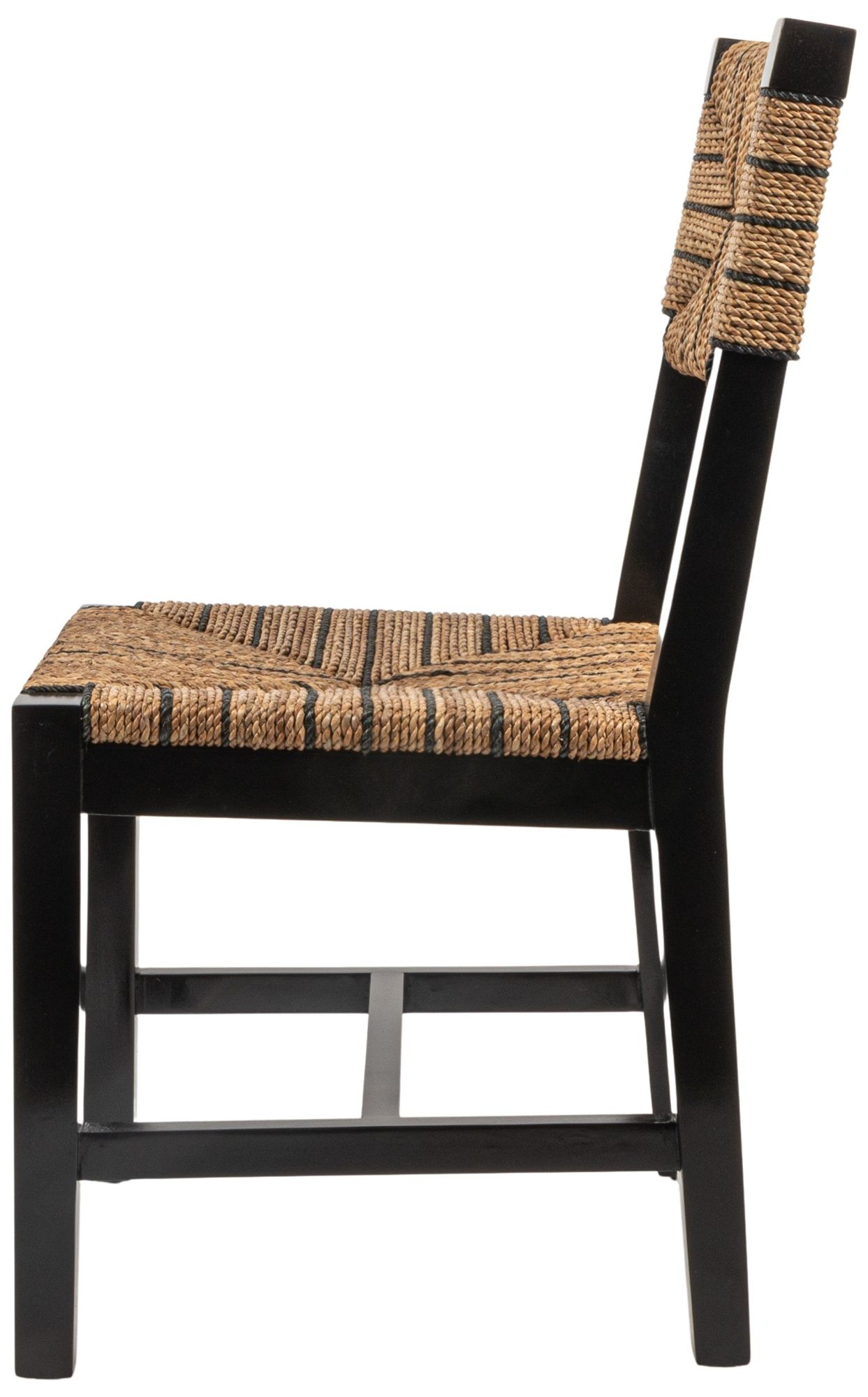 Image 4 Willowbrook Solid Wood and Rope Dining Chair, Black Set of 2 more views