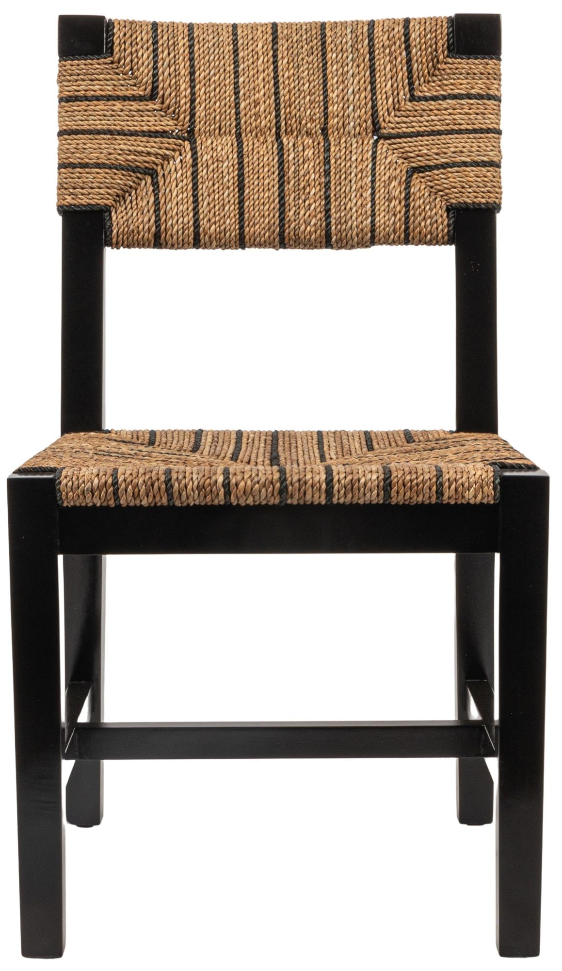 Willowbrook Solid Wood and Rope Dining Chair, Black Set of 2
