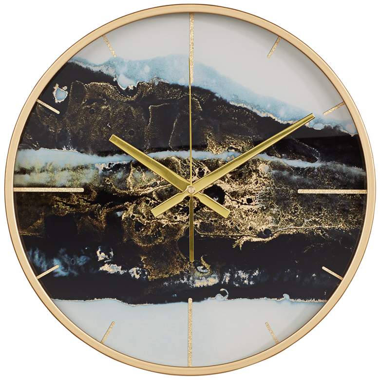 Image 2 Willowra Black and Gold 14 1/2 inch Round Wall Clock
