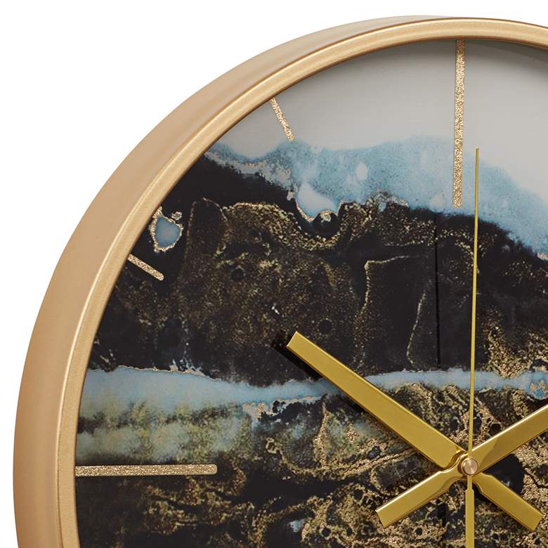 Image 3 Willowra Black and Gold 14 1/2" Round Wall Clock more views