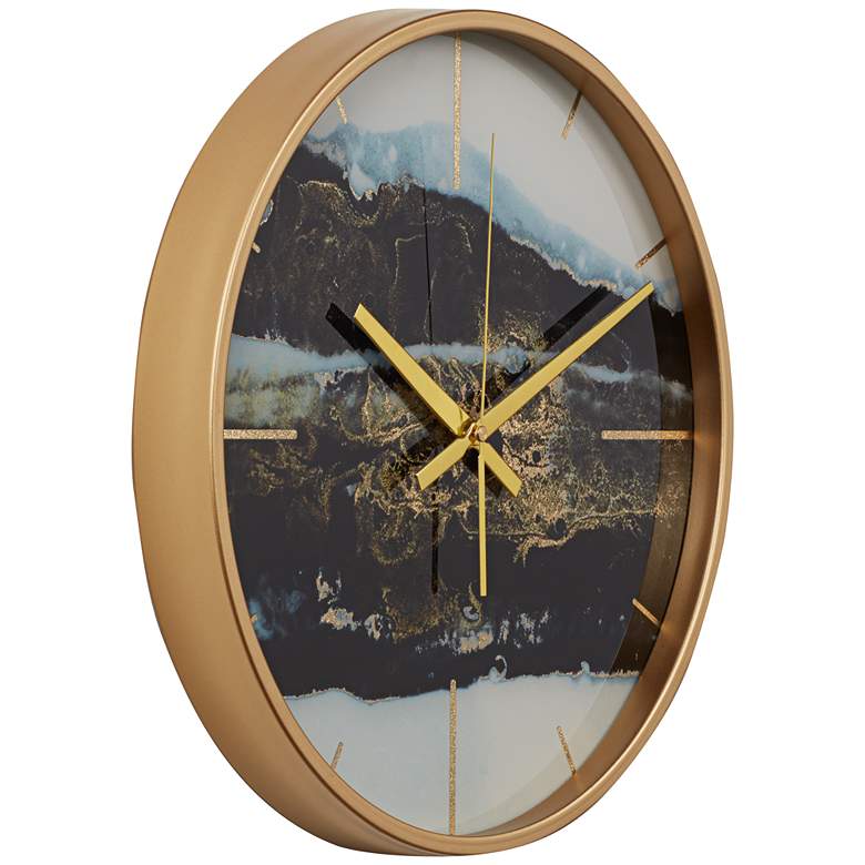 Image 4 Willowra Black and Gold 14 1/2 inch Round Wall Clock more views