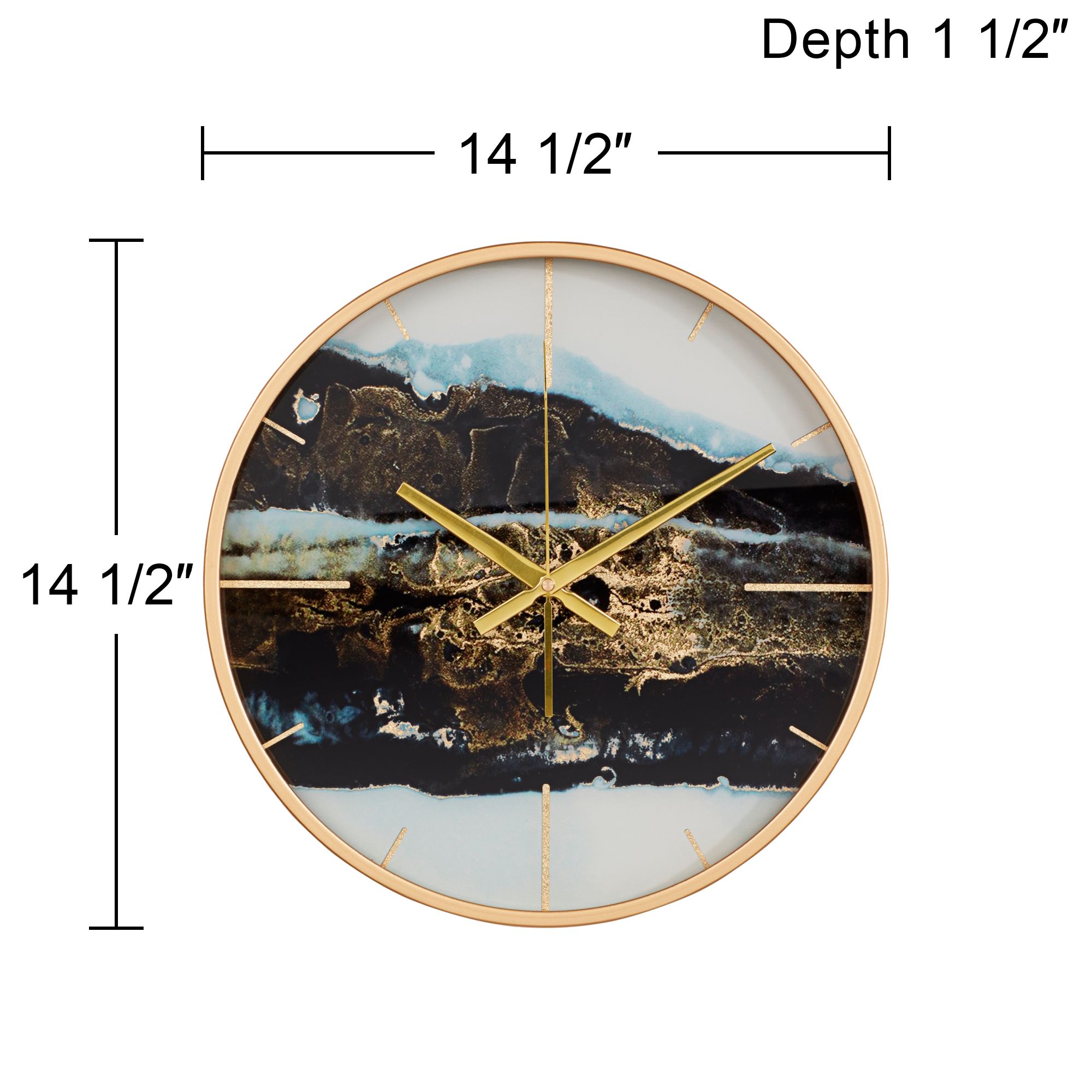 Image 5 Willowra Black and Gold 14 1/2" Round Wall Clock more views