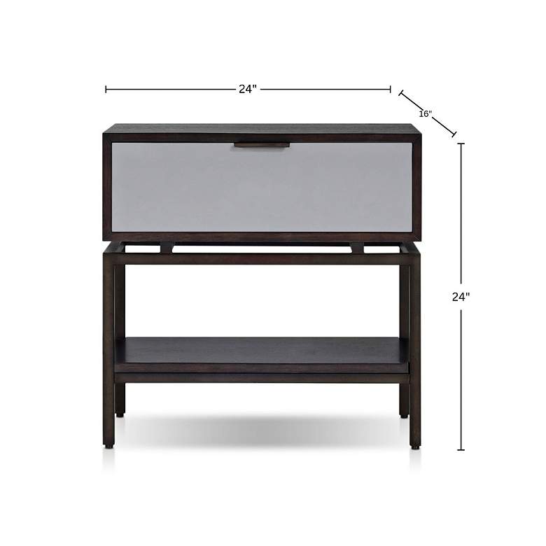 Image 4 Wilmar 24" Wide Expresso and Cement Gray 1-Drawer Nightstand more views
