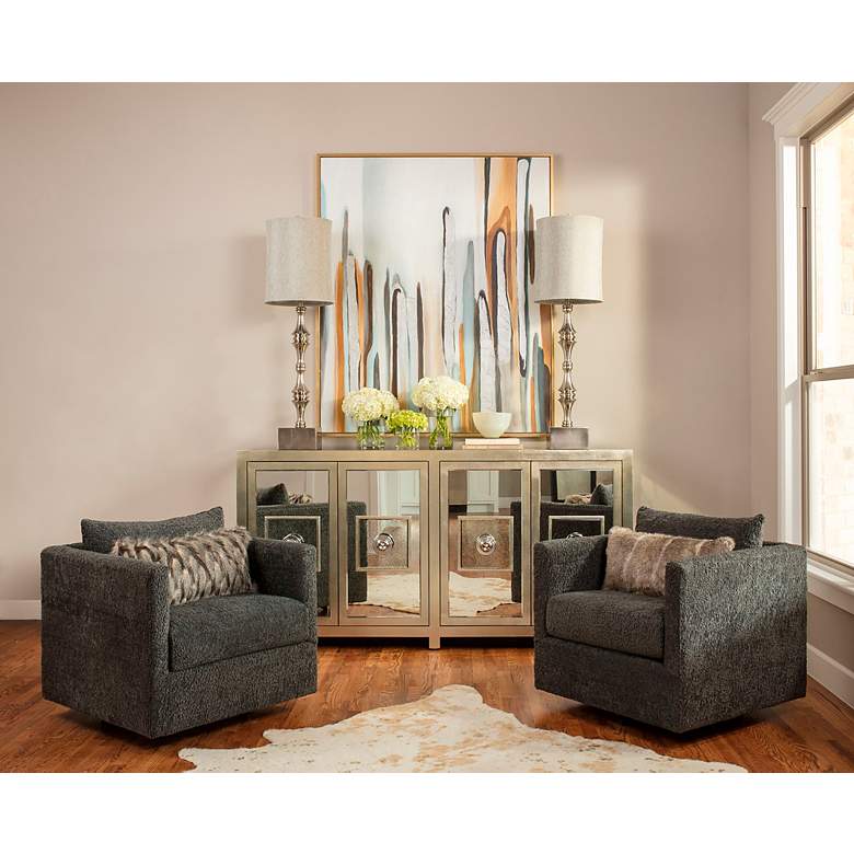 Image 3 Wilmer Swivel Chair - Aries Charcoal Plush Fabric more views