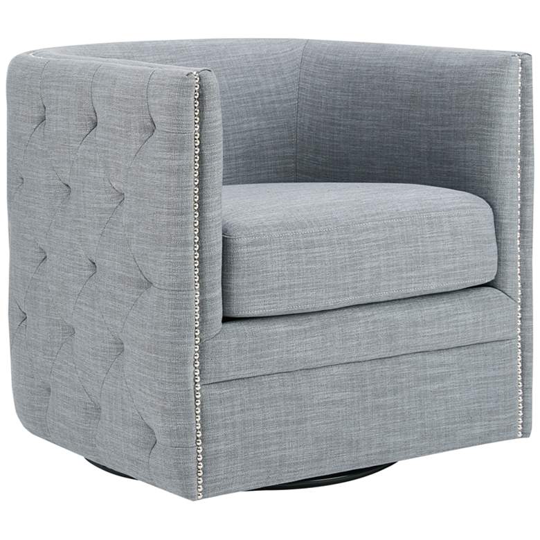 Image 2 Wilmette Slate Tufted Fabric Barrel Swivel Accent Chair