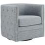 Wilmette Slate Tufted Fabric Barrel Swivel Accent Chair