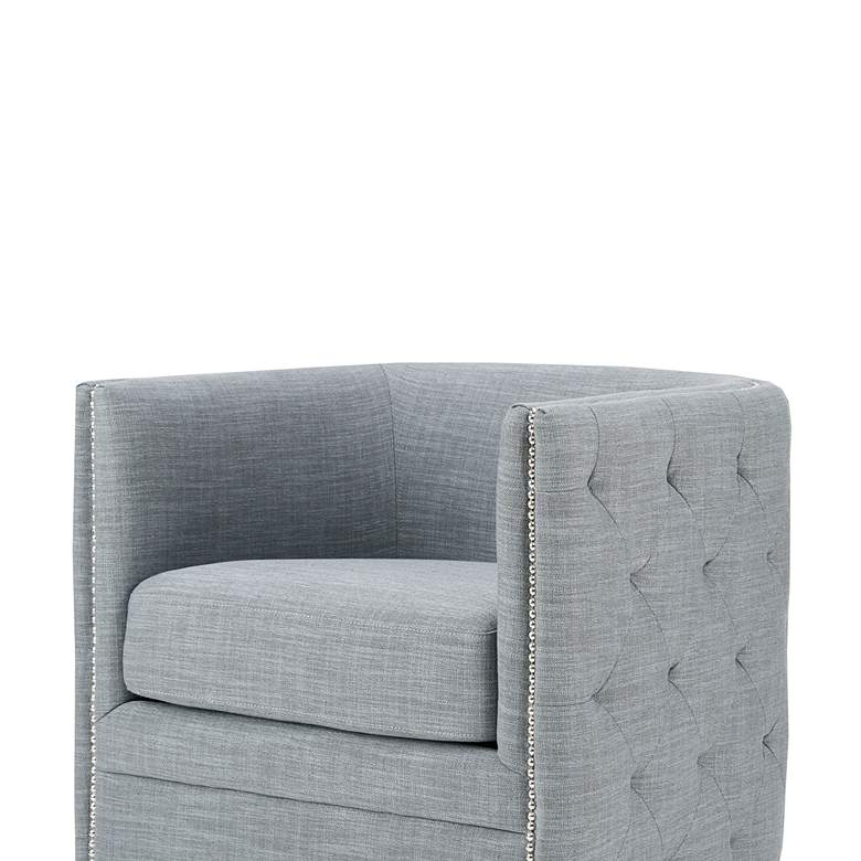Image 3 Wilmette Slate Tufted Fabric Barrel Swivel Accent Chair more views