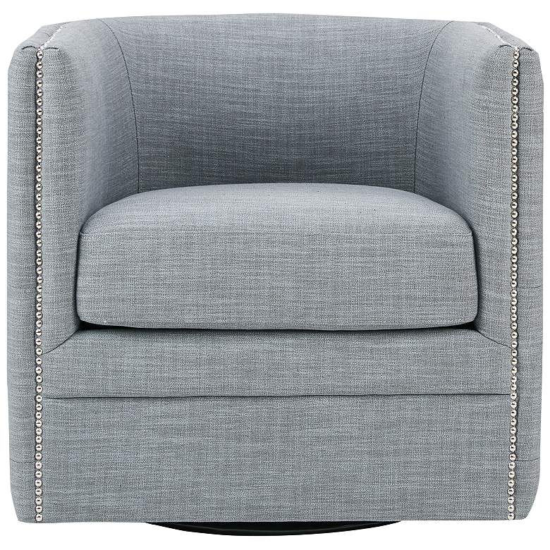 Image 5 Wilmette Slate Tufted Fabric Barrel Swivel Accent Chair more views