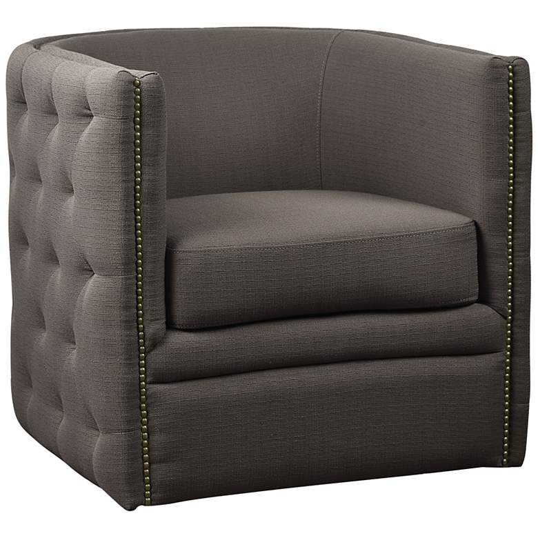 Image 2 Wilmette Taupe Accent Fabric Swivel Barrel Chair