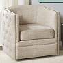 Wilmette Taupe Tufted Fabric Barrel Swivel Accent Chair