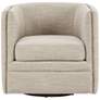Wilmette Taupe Tufted Fabric Barrel Swivel Accent Chair